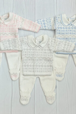 Conjunto de batita y pelele Jacquard