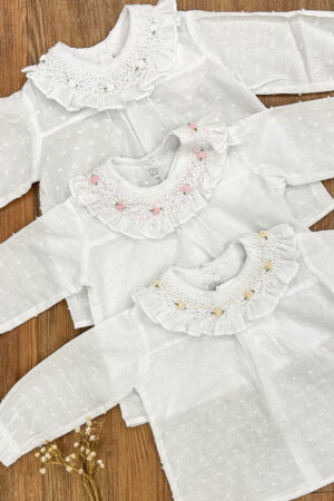 Camisa Cuello Smock Plumeti