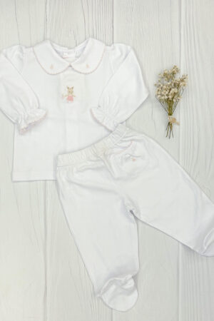 Conjunto de batita y pelele PIMA Bunny Collection rosa