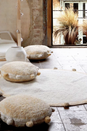 Alfombra lavable Bubbly - Nude y rosa