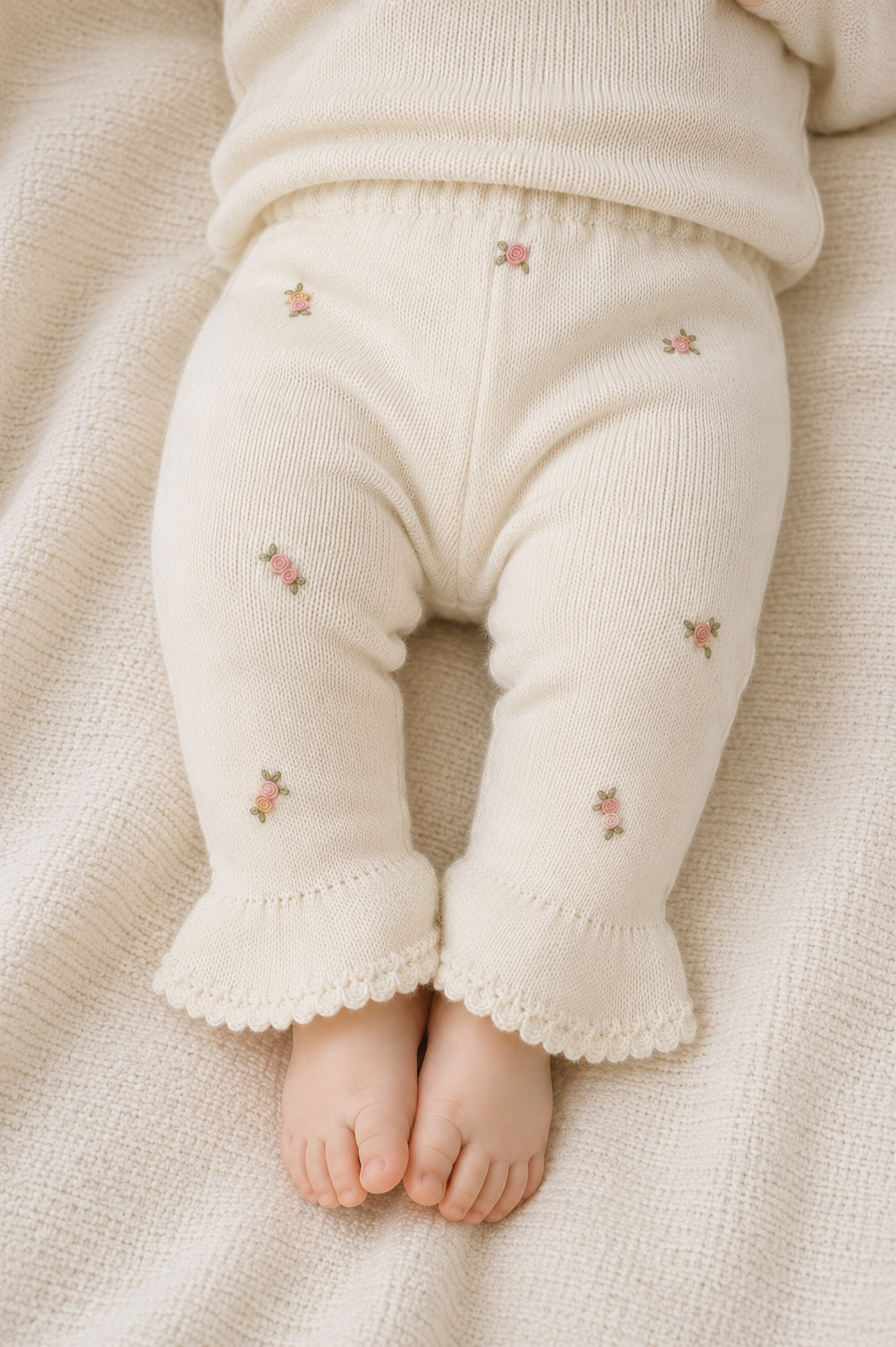 Pantalón tejido Alpaca Bordado Flor