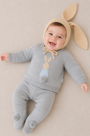 Conjunto tejido Alpaca Bunny Tail Gris