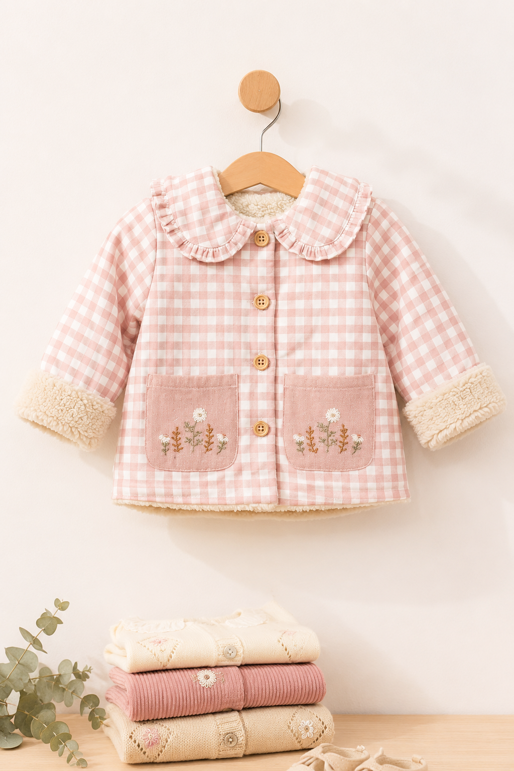 Campera Forrada Vichy Rosa